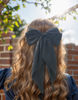 Picture of Hair Bows for Women - Furling Pompoms Large Satin Silky Bow Clips for Hair - Hair Ribbon Bows with Long Tail - Hair Barrettes Hair Accessories (Black Pink)