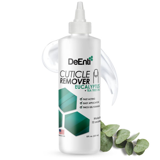 Picture of DeEnti Instant Cuticle Remover Gel, Eucalyptus, 8 Oz Bottle, Professional Cuticle Softener, Salon Quality Manicure and Pedicure Supplies
