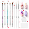Picture of Beetles Nail Art Brushes, 8pcs Double-headed Nail Art Tool Set, Nail Dotting Tools, Striping Nail Art Brushes for Lines, Nail Drawing Pen with Bow knot Stickers Valentine's Day Gift for Women