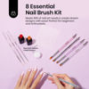 Picture of Beetles Nail Art Brushes, 8pcs Double-headed Nail Art Tool Set, Nail Dotting Tools, Striping Nail Art Brushes for Lines, Nail Drawing Pen with Bow knot Stickers Valentine's Day Gift for Women