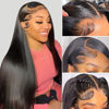 Picture of Hermosa 13x4 HD Straight Frontal Wigs 180% Density Transparent Lace Front Wigs Human Hair Pre Plucked with Baby Hair Soft 9A Wigs for Black Women 22 Inch