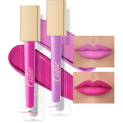 Picture of Oulac Matte Liquid Lipstick 2 PCS Set, Long Lasting Lipstick Waterproof Lip Stain, No Transfer, Creamy High Pigmented Formula with Rose Oil, Vegan [M06+M14]