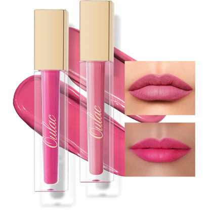 Picture of Oulac Matte Liquid Lipstick 2 PCS Set, Long Lasting Lipstick Waterproof Lip Stain, No Transfer, Creamy High Pigmented Formula with Rose Oil, Vegan [M09+M25]