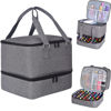 Picture of FCQQYWZ Nail Polish Organizer Case - Holds 42+ Bottles (15ml/0.5 fl.oz) and 1 Nail Lamp, Upgraded Double-layer Nail Polish Carrying Case Nail Polish Storage Bag with Handles (Grey)