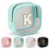 Picture of YOOLIFE Initial Make Up Bag Travel Toiletry Bag, Clear Makeup Bag Preppy Cosmetic Bags Cute Teacher 12 13 14 15 16 Years Old Girl Gifts Trendy Stuff Small Makeup Bag Birthday Gifts Mini Blue K