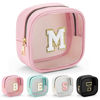 Picture of YOOLIFE Mini Initial Makeup Bag | Travel Toiletry Bag | Clear Makeup Bag | Travel Essentials Gifts for Women Teen Girlfriend Teacher Birthday Gifts | Clear Toiletry Bag Small Mini Cosmetic Bag Pink M