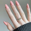 Picture of Creamy Pink Press on Nails Almond, Pure Color Fake Nails Press Ons Medium Almond Shape, Stick on Nails for Women and Girls Daily Wear in 24PCS