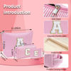Picture of Initial Gifts Travel Cosmetic Makeup Pouch Bags Sets for Purse, Stoney Clover Dupes Pouch Makeup Bag, Personalized Cosmetic Bags Set for Women, Make up Bag for Teen Girls 13 14 15 16 17 (D, Pink)
