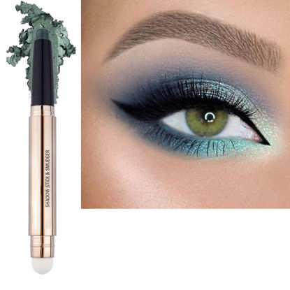 Picture of LGSZGDCN Green Eyeshadow stick Makeup Brush, Smooth Cream Shimmer Pencil Long Lasting Waterproof Eye Shadow Highlighter Makeup Hypoallergenic Highlighter Multi-Dimensional eyes Look