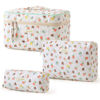 Picture of HBselect Quilted Makeup Bag, 3PCS Cotton Large Travel Makeup Bag, Cute Floral Coquette Make up Bag Cosmetic Bag Toiletry Bag for Women Girls