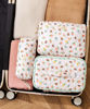 Picture of HBselect Quilted Makeup Bag, 3PCS Cotton Large Travel Makeup Bag, Cute Floral Coquette Make up Bag Cosmetic Bag Toiletry Bag for Women Girls