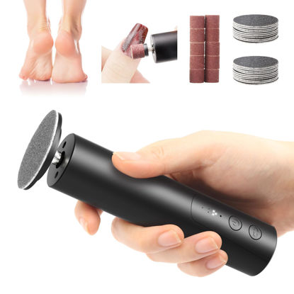 Picture of Electric Callus Remover for Feet, Electric Foot File Nail Grinder 2 in 1,Rechargeable Professional Foot Sander Pedicure Tool for Feet Dry Dead Skin with Sandpaper Disk, 6 Speed Adjustable