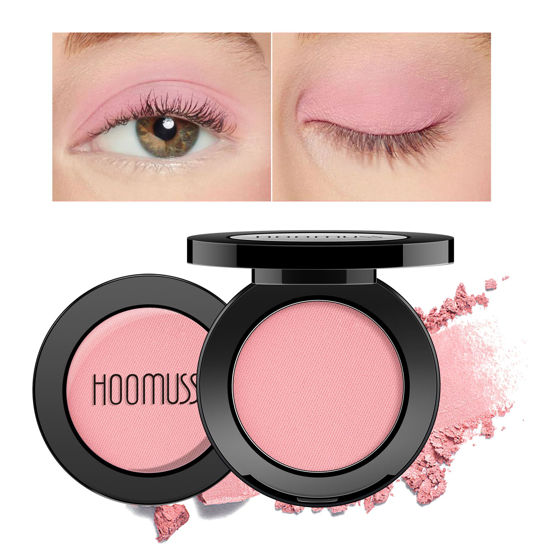 Picture of HOOMUSS Single Pink Eyeshadow Matte, Handmade Pressed Eyeshadow Palette Long Lasting With No Creasing, Intense Color Pigmented Pink Eye Shadow (Pink)