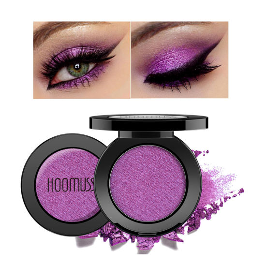 Picture of HOOMUSS Purple Eyeshadow Matte Handmade Pressed Eyeshadow Powder Palette Long Lasting With No Creasing High Pigmented Intense Color Purple Eye Shadow (Purple)