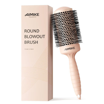Picture of AIMIKE Round Hair Brush, 2.1 inch Nano Ion Thermal Ceramic Tech, Large Round Brush for Blow Drying & Styling, Maximum Volume and Shine, Barrel 2.1 inch, for Thick Curly Hair, Unisex