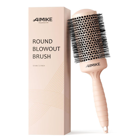 Picture of AIMIKE Round Hair Brush, 2.1 inch Nano Ion Thermal Ceramic Tech, Large Round Brush for Blow Drying & Styling, Maximum Volume and Shine, Barrel 2.1 inch, for Thick Curly Hair, Unisex