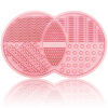 Picture of Makeup Brush Cleaning Mat, Silicone Makeup Brush Scrubber, Makeup Brush Cleaner Pad, Cosmetic Brush Cleaner, Brush Cleaning Pad, Suitable for Makeup Brush, Makeup Sponge, Powder Puff (Pink)