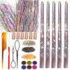 Picture of CelineBella Hair Tinsel Kit with Tools Mixed Colors Rainbow Hair Tinsel Heat Resistant Fairy Hair Extensions 48 Inch Glitter Tinsel Hair Sparkling Shiny Hair Tensile Hair Accessories for Women Girls