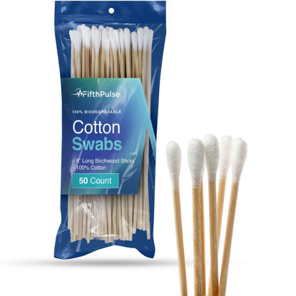 Picture of 250 Biodegradable Long Cotton Swabs - 8 Inch Cotton Swabs for Ears - Long Q Tips Made From Birchwood and 100% Cotton - Lint Free
