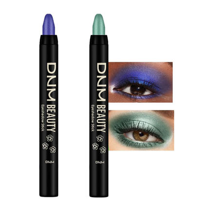 Picture of Kaely 2Pcs Cream Eyeshadow Sticks Set for Eyes Waterproof,Blue Shimmer & Green Shimmer Matte Eye shadow Stick Pencil Pen Bulk sombras en crema para ojos 32+34