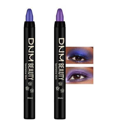 Picture of Kaely 2Pcs Cream Eyeshadow Sticks Set for Eyes Waterproof,Blue Shimmer & Purple Shimmer Matte Eye shadow Stick Pencil Pen Bulk sombras en crema para ojos 32+33