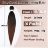Picture of Braiding Hair Extensions 26Inch Pre stretched Braiding Hair Hot Water Setting Synthetic Hair Pre Stretched Crochet Ombre Braids Hair Yaki Texture(26 Inch,6 Packs,1B/30#)