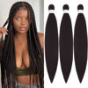 Picture of Braiding Hair Pre Stretched for Women Hair Extensions Box Braids Soft Synthetic Knotless Yaki Texture Hot Water Setting Braid Black (20inch 3Packs)