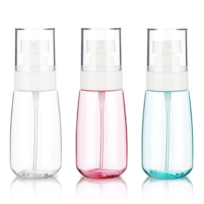 Picture of GIVITASOT 3pack Small Spray Bottle, 2oz Mini Spray Bottles, Empty Travel Spray Bottle, Fine Mist Plastic Spray Bottles (Clear+Green+Pink)