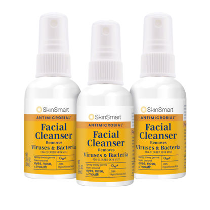 Picture of SkinSmart Facial Cleanser Spray to Remove Viruses and Bacteria Around Eyes, Nose and Mouth, Fight Maskne, 2 oz Spray (3 Pack) Non-Irritating Hypochlorous Spray