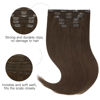 Picture of HOTBANANA Human Hair Clip in Hair Extensions, Light Dark Brown 120g Clip in Hair Extensions Real Human Hair Straight Remy Hair Clip in Hair Extensions 16 Inch 7pcs