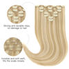 Picture of HOTBANANA Human Hair Clip in Hair Extensions, Dirty Blonde Mixed Bleach Blonde Hair Extensions 120g Clip in Hair Extensions Real Human Hair Straight Remy Hair Clip Ins 16 Inch 7pcs