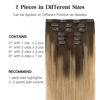 Picture of HOTBANANA Human Hair Clip in Hair Extensions, Balayage Chocolate Brown to Dirty Blonde 120g Clip in Hair Extensions Real Human Hair Straight Remy Hair Clip Ins Dark Roots Ombre 18 Inch 7pcs