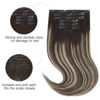 Picture of HOTBANANA Human Hair Clip in Hair Extensions, Balayage Natural Black to Light Blonde 120g Clip in Hair Extensions Real Human Hair Straight Remy Hair Clip Ins Dark Roots Ombre 20 Inch 7pcs