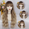 Picture of Lativ Blonde Wig With Bangs Long Wavy Curly Ombre Wig with Dark Root Synthetic Heat Resistant Wigs for Women Daily Party Use 26 Inches