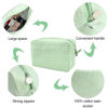Picture of GFU Cosmetic Bags for Women, Seersucker Cosmetic Bag, Travel Toiletry Stripe Makeup Bag, Large Women Aesthetic Organizer Storage Pouch, Girls Handbags Purses, Green