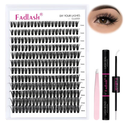 Picture of DIY Lash Extension Kit Lash Bond and Seal Lash Clusters Kit 240 Pcs Cluster Lashes D Curl with Lash Tweezers for Individual Lashes Kit Eyelash Extension Kit at Home (Kit 50D-0.07D, 12-18mm)