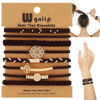 Picture of 8 PCS Hair Ties Bracelets in 8 Styles, Boho Hair Ties for Thick & Thin Hair, Cute Stretch Bracelets, Dark Coffee Colors Braided Hair Ties for Ponytail Holders, No Damage Elastics