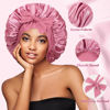 Picture of vidsel Bonnet with Tie Band Satin Bonnet Silk Bonnet for Sleeping Women, Silk Hair Bonnet Reversible Double Layer Sleep Cap Bonnet for Curly Hair Braids