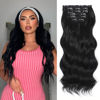 Picture of Vigorous Clip in Hair Extensions Black Long Wavy Hairpieces 20Inch Hair Extensions Clip Ins Soft Synthetic Hairpieces for Women (7Pcs)