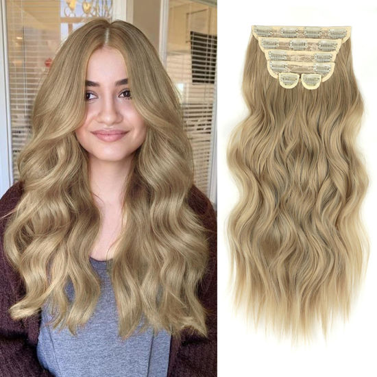 Picture of Vigorous Clip in Hair Extensions 6Pcs Mixed Dirty Blonde Hair Extensions Clip Ins 20Inch Natural Soft Synthetic Hairpieces for Women(Mixed Dirty Blonde)