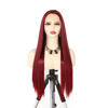Picture of WXHWCX Long Straight Synthetic Lace Front Wig For Women Smooth Wig Wine Red Free Part Synthetic Lace Wigs High Density Daily wigs 24 inch