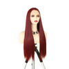 Picture of WXHWCX Long Straight Synthetic Lace Front Wig For Women Smooth Wig Wine Red Free Part Synthetic Lace Wigs High Density Daily wigs 24 inch