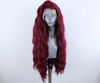 Picture of WXHWCX Wine Red Synthetic Lace Front Wigs Free Part Loose Wave Heat Resistant Natural Hairline Fiber Hair Glueless Lace Wigs for Women Cosplay Wigs