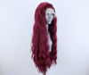Picture of WXHWCX Wine Red Synthetic Lace Front Wigs Free Part Loose Wave Heat Resistant Natural Hairline Fiber Hair Glueless Lace Wigs for Women Cosplay Wigs