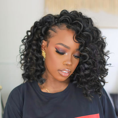 Picture of Toyotress Ocean Wave Crochet Hair - 12 Inch 8 Packs Natural Black Crochet Braids Deep Twist Synthetic Braiding Hair Extensions (12 Inch, 1B-8P)