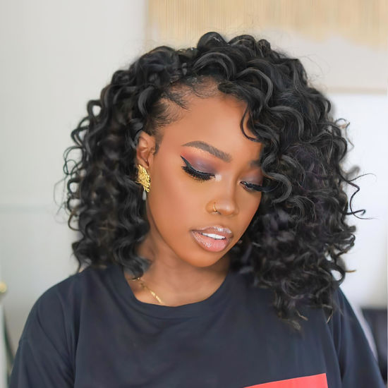 Picture of Toyotress Ocean Wave Crochet Hair - 12 Inch 8 Packs Natural Black Crochet Braids Deep Twist Synthetic Braiding Hair Extensions (12 Inch, 1B-8P)