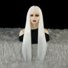 Picture of WXHWCX White Synthetic Lace Front Wig Straight Free Part Heat Resistant Fiber Hair Glueless Lace Wigs For Women Party Use Lace Wigs