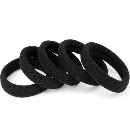 Picture of Black Hair Ties No Damage 100 PCS Ponytail Holders Elastic Hair Ties Thick Hair Bands for Women Girls Thick Curly Hair