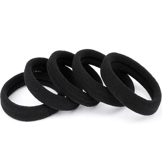 Picture of Black Hair Ties No Damage 100 PCS Ponytail Holders Elastic Hair Ties Thick Hair Bands for Women Girls Thick Curly Hair