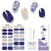 Picture of DUKASOU Semi Cured Gel Nail Strips, 28pcs Real Nail Polish Art Stickers/Wraps Need UV Light, Includes Prep Pads, Nail File & Wood Stick, Sticker Nails for Women Girls Kids DIY（Navy Blue)